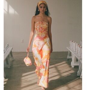 Zaco Kahlo Linen Maxi Dress Calista Sunset XL